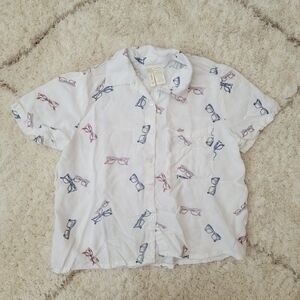 Japna Quirky Eyeglasses Print Crop Top